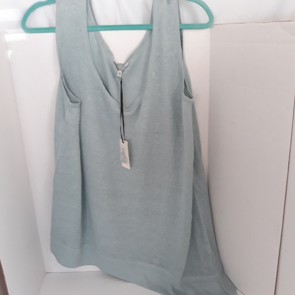 Lisa Todd Tank 100% Linen Scoop Neck 1X  Black Comfy Asymmetrical Hem NEW - Picture 14 of 15